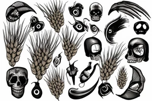 Scary ear of wheat tattoo idea