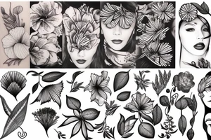 Open skin flower head tattoo idea