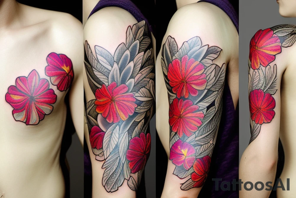 Open skin flower head tattoo idea