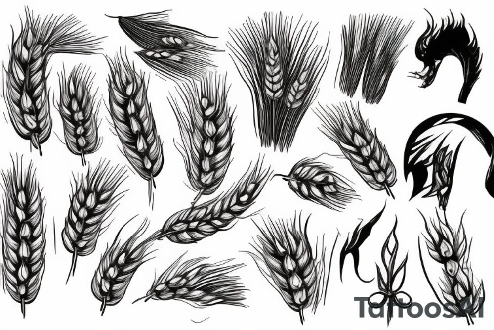 Scary, long ear of wheat tattoo idea