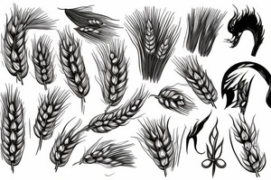 Scary, long ear of wheat tattoo idea