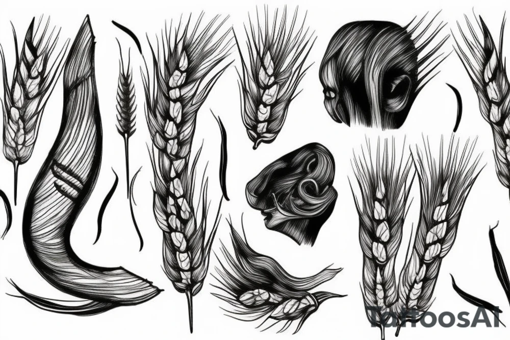 Scary, long ear of wheat tattoo idea
