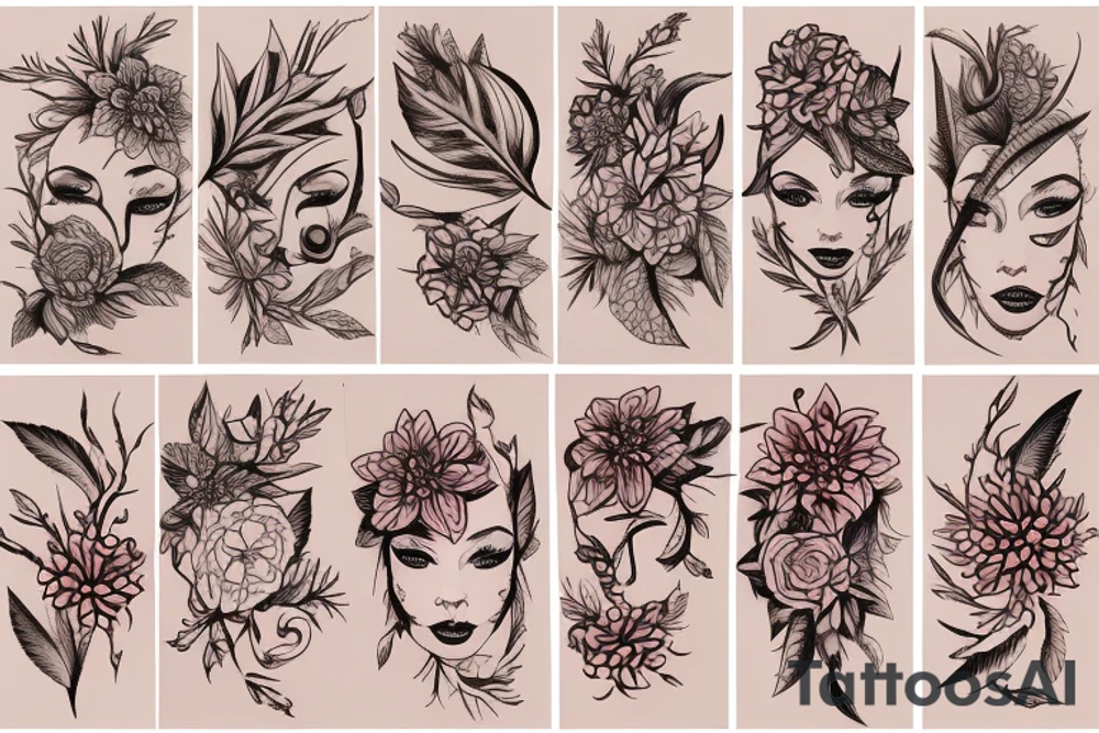 Open skin flower head hole tattoo idea