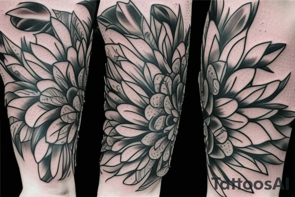 Open skin flower head hole tattoo idea