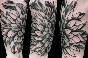 Open skin flower head hole tattoo idea