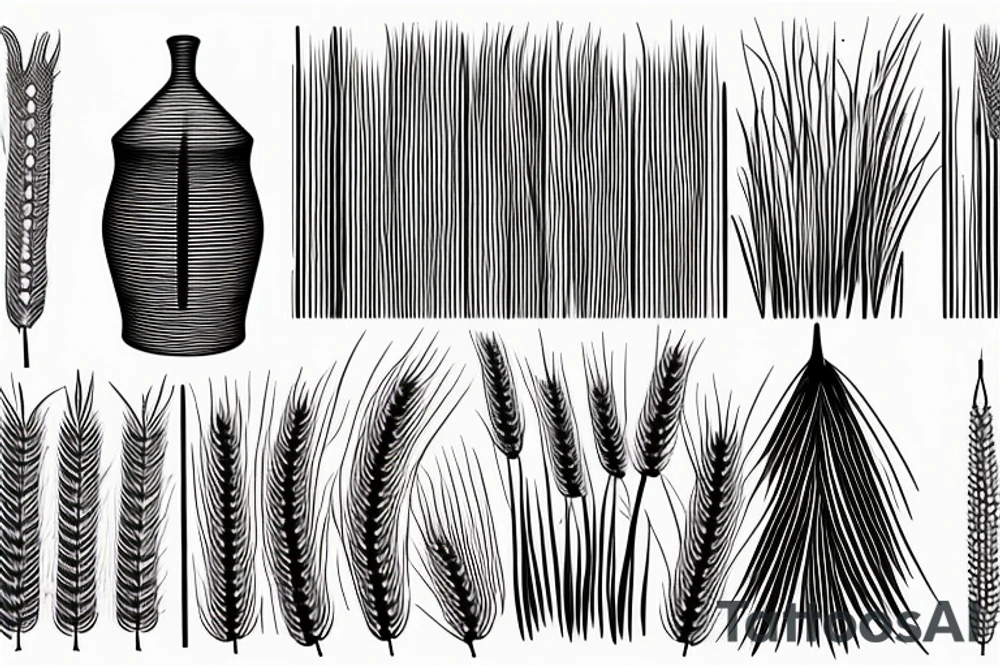 Long field of wheat. Vertical tattoo idea