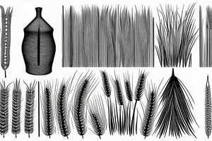 Long field of wheat. Vertical tattoo idea