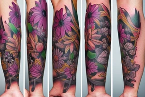 Biomechanic floral tattoo idea