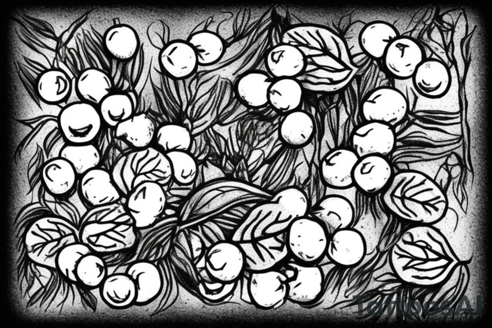 Blueberries on bush turning into wheats tattoo idea