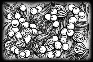 Blueberries on bush turning into wheats tattoo idea