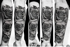 Roses and clock sleeve tattoo idea