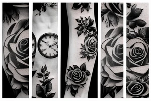 Roses and clock wrist tattoo idea