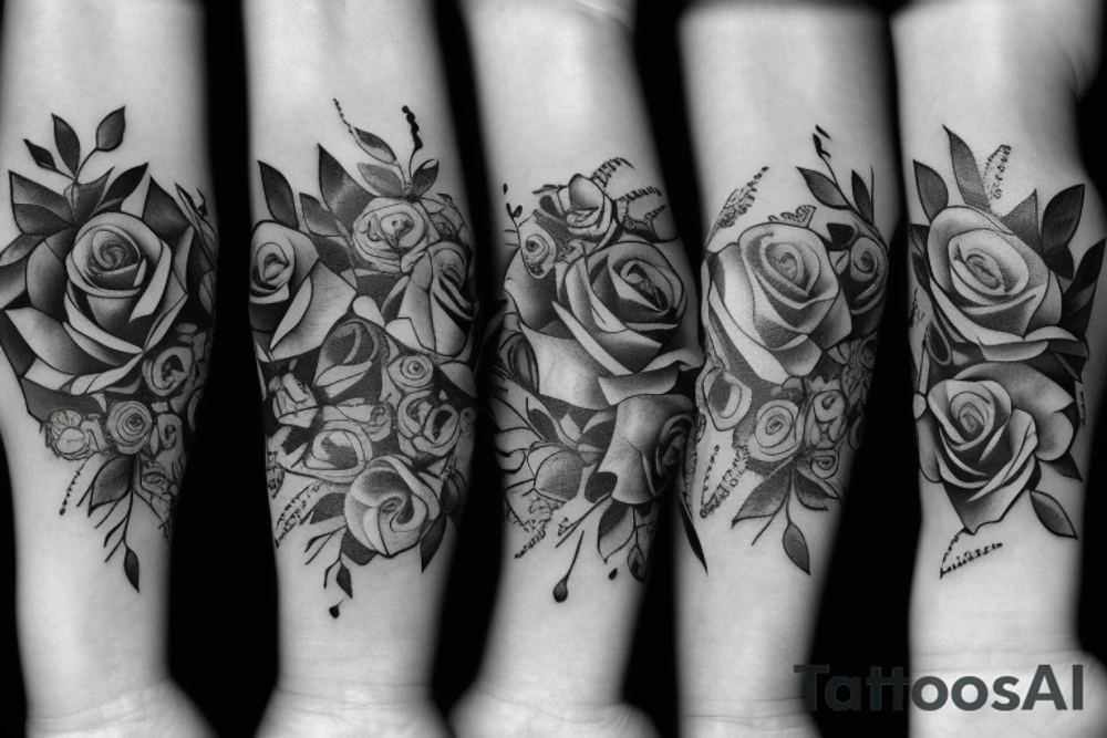Roses and clock wrist tattoo idea