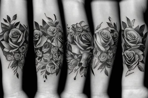 Roses and clock wrist tattoo idea