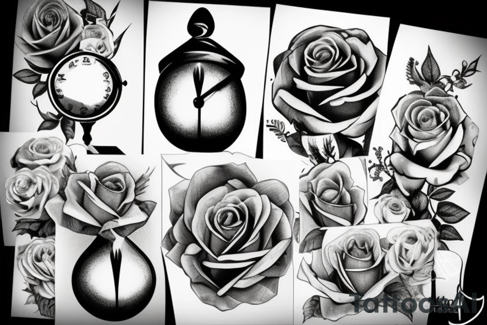 Rose and hourglass tattoo idea
