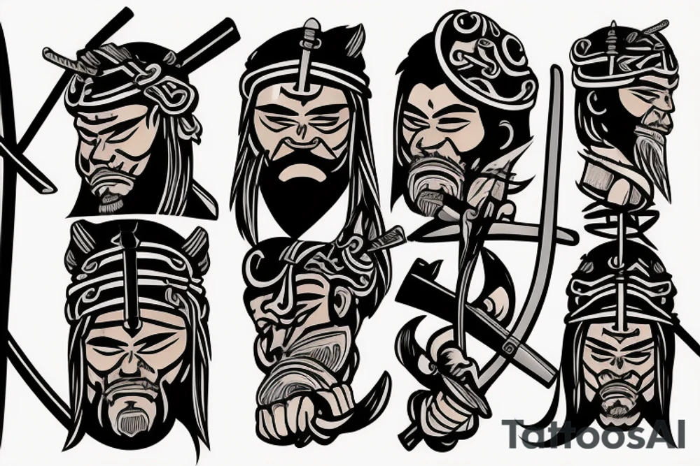Samurai with a Viking sword tattoo idea