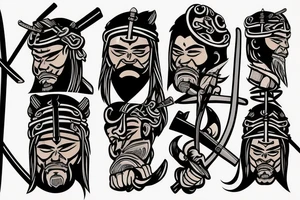 Samurai with a Viking sword tattoo idea