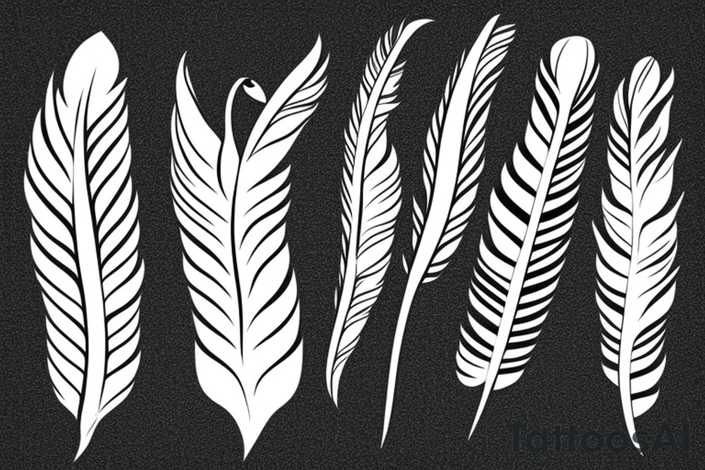 Two feathers, one wheat and a small bird flying away tattoo idea