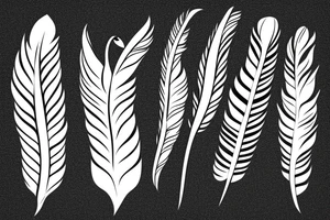 Two feathers, one wheat and a small bird flying away tattoo idea