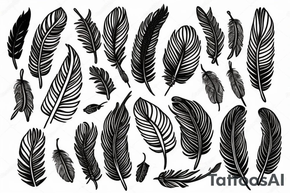 A bunch with two feathers and one wheat tattoo idea