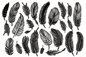 A bunch with two feathers and one wheat tattoo idea