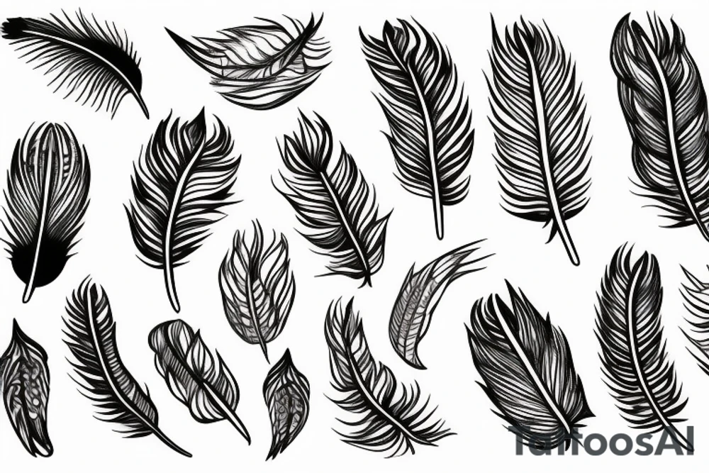 A bunch with two feathers and one wheat tattoo idea