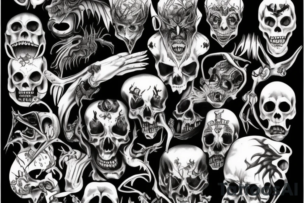 Scary, daemons, devil tattoo idea