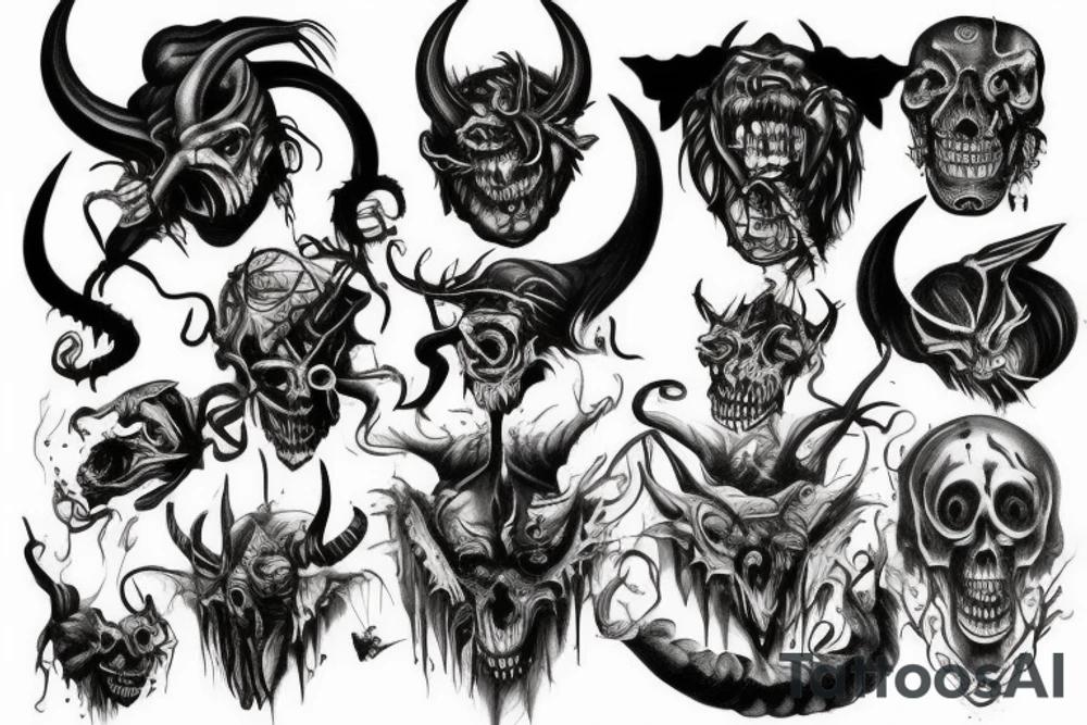 Scary, daemons, devil tattoo idea