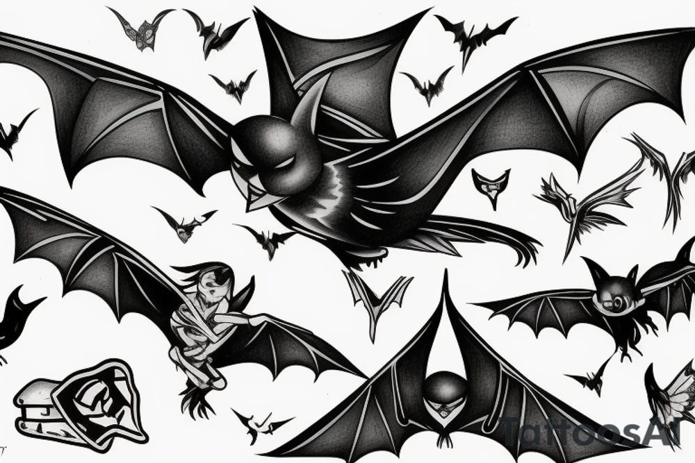Flying bat tattoo idea