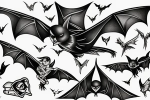 Flying bat tattoo idea