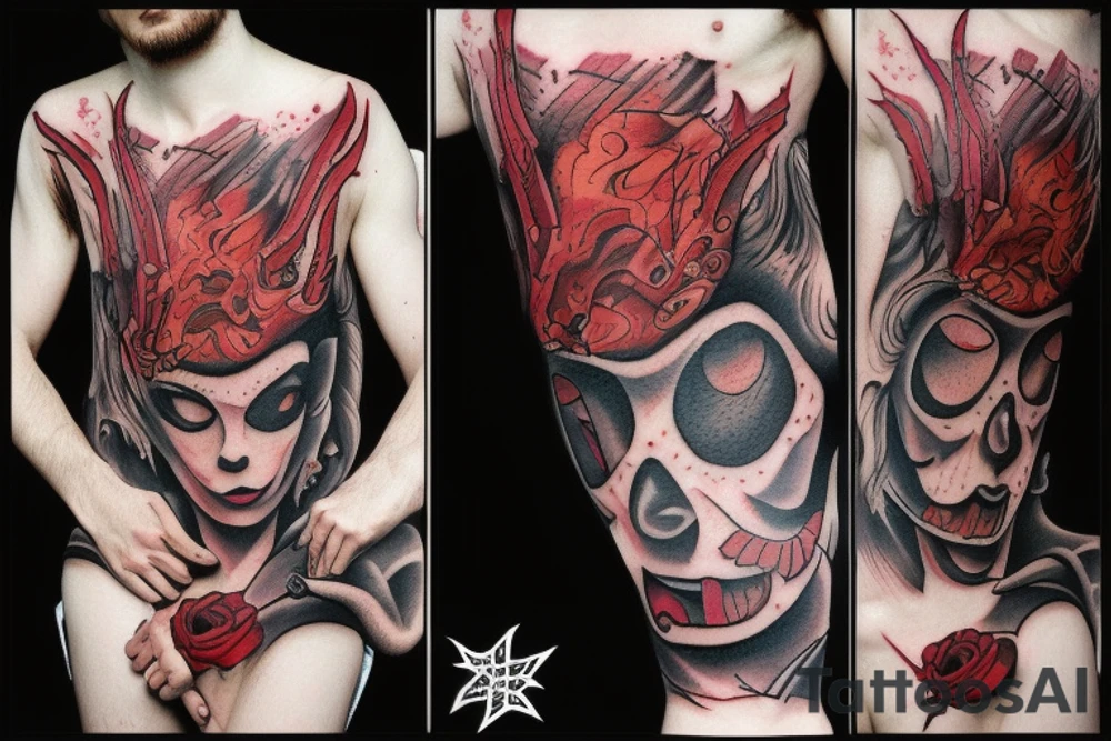 Devil, evil, blood tattoo idea