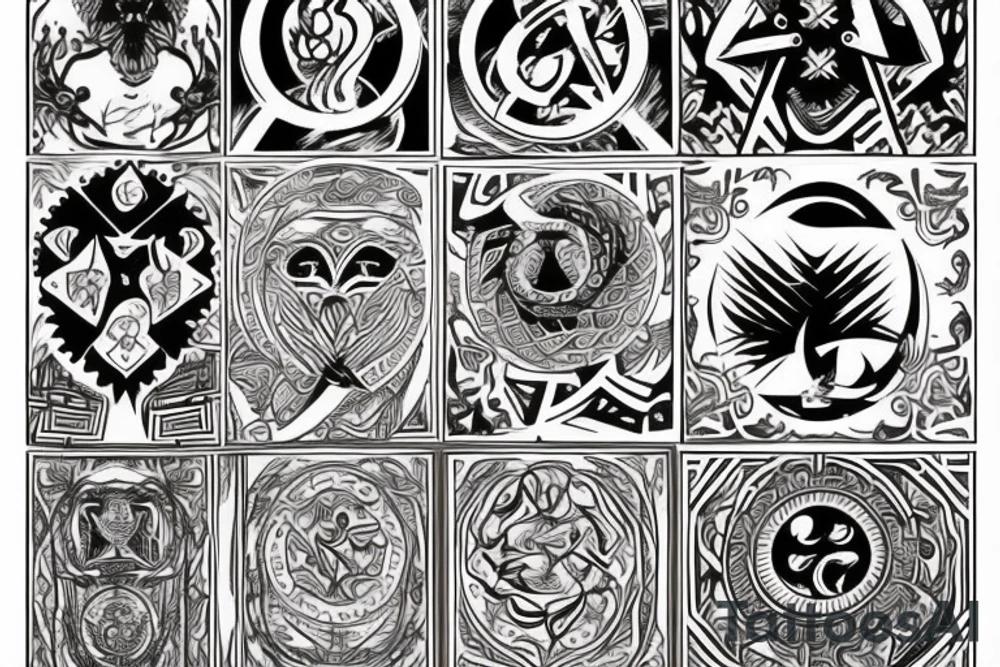 Slavic mythology symbols background tattoo idea