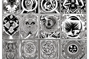 Slavic mythology symbols background tattoo idea