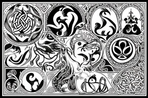 Slavic mythology symbols background tattoo idea