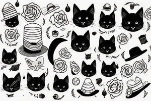 black cat with a funny hat tattoo idea
