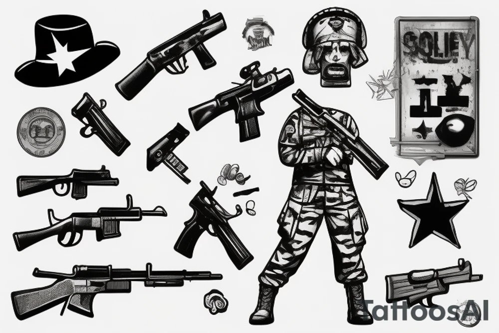 soldier with a gun tattoo idea