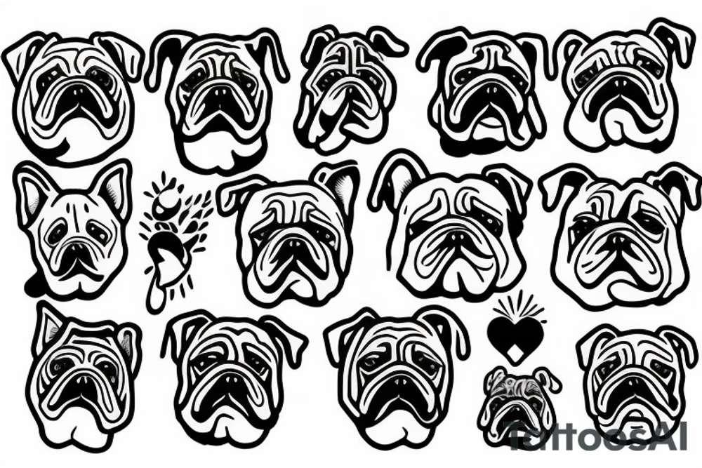 Crying bulldog tattoo idea