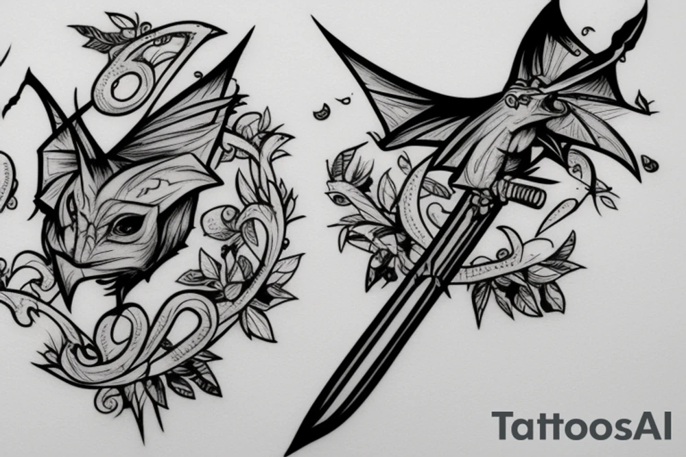 Bat with a sword tattoo idea