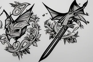 Bat with a sword tattoo idea