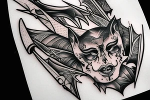 Bat with a sword tattoo idea