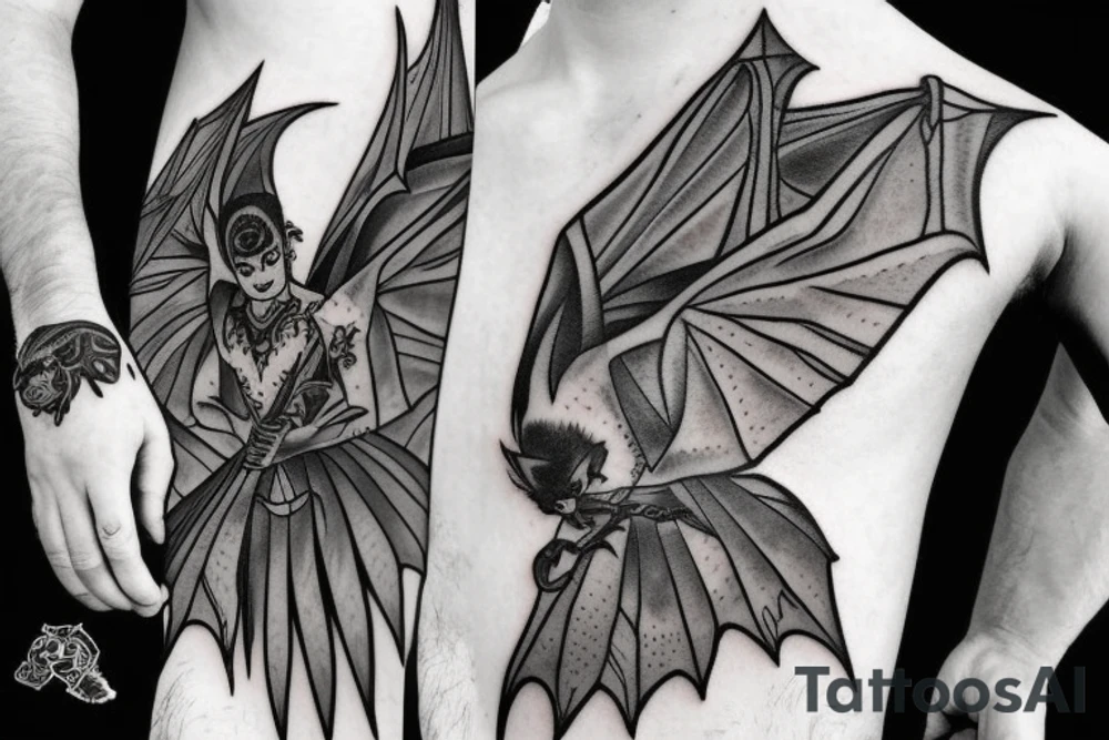 Bat with a sword tattoo idea