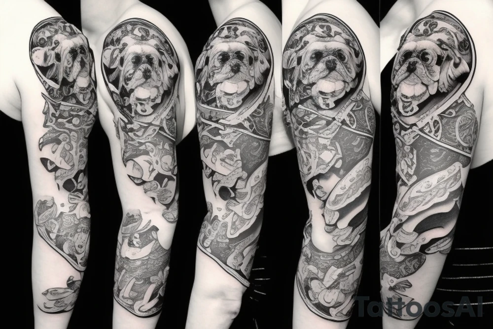 Crying bulldog body tattoo idea