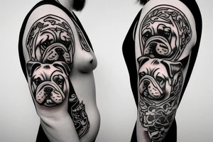 Crying bulldog body tattoo idea