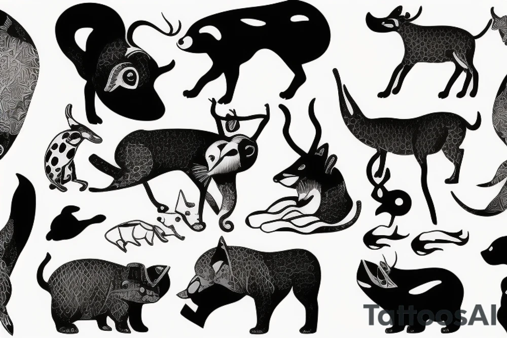 minimalist animals flash sheet tattoo idea