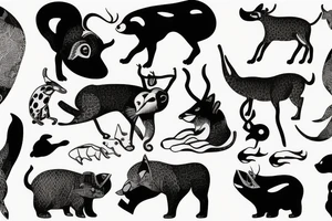 minimalist animals flash sheet tattoo idea