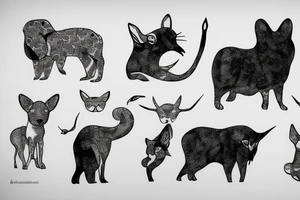 minimalist animals flash sheet tattoo idea