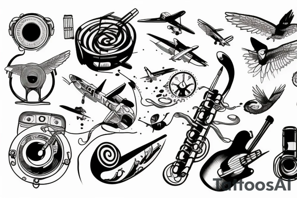 music and aviation tattoo idea