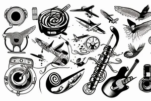 music and aviation tattoo idea