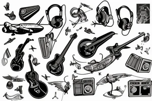 music and aviation tattoo idea