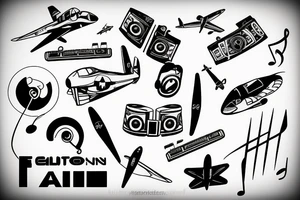 music and aviation tattoo idea